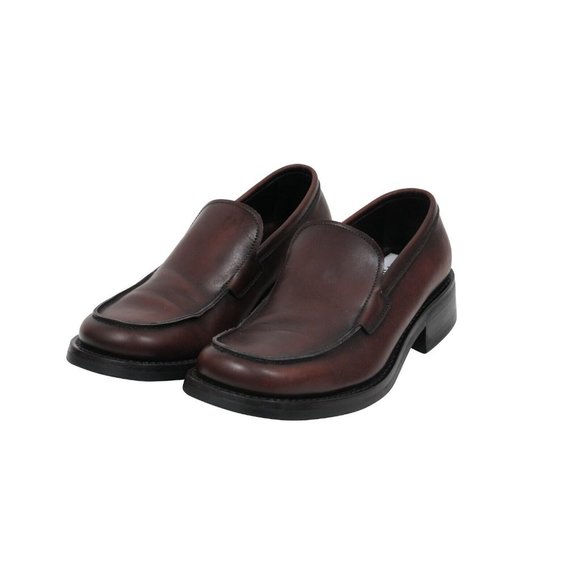 Prada Mens Vintage Penny Loafers Size US7 UK6 Brown Leather Square Toe Slip On - Picture 3 of 11